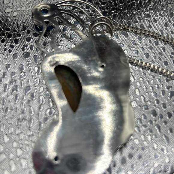 Exciting large Azurite and blue topaz pendant Sterling silver chain - Picture 6 of 9